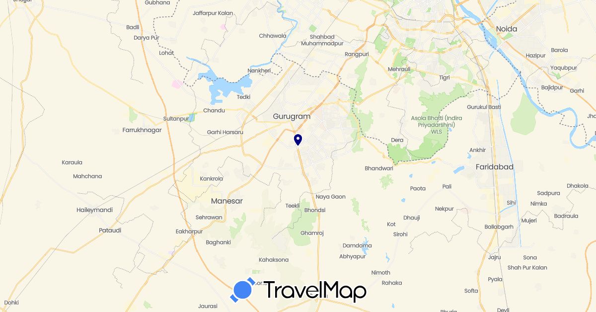 TravelMap itinerary: driving in India (Asia)